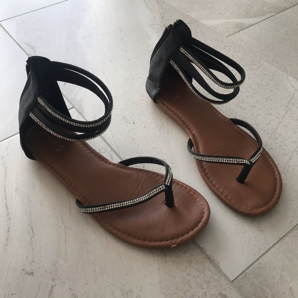 Black and Diamond Sandals